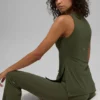 Camiseta de tirantes con sujetador integrado Alo Softsculpt Precision de manga larga - Verde oliva
