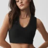 Camiseta de tirantes con sujetador integrado Alosoft Affection de cuello en V - Negro