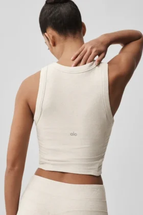 Camiseta de tirantes con sujetador Sway – Gris avena jaspeado