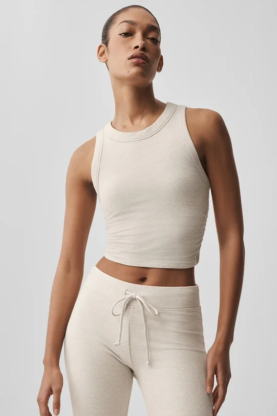 Camiseta de tirantes con sujetador Sway - Gris avena jaspeado