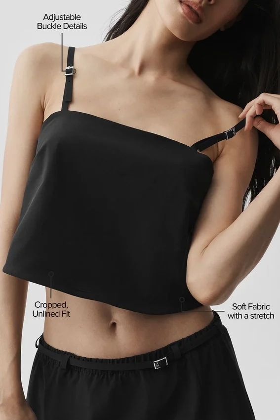 Camiseta de tirantes «Connection» corta — Negro