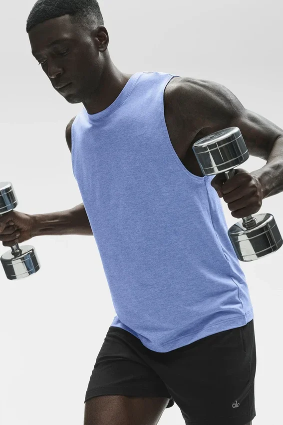 Camiseta de tirantes Conquer Muscle — Azul Provenza jaspeado