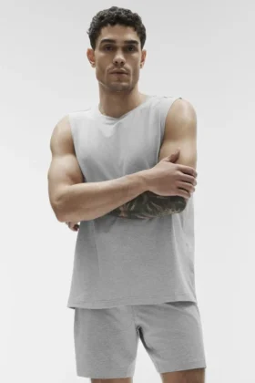 Camiseta de tirantes Conquer Muscle – Gris jaspeado deportivo
