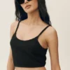 Camiseta de tirantes corta «Heat Wave» de seda y cachemira - Negro