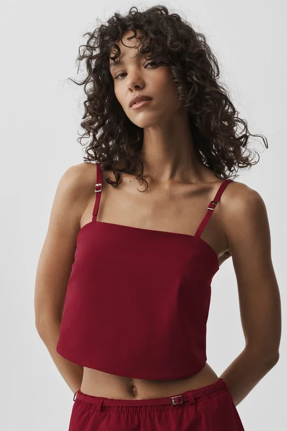 Camiseta de tirantes Cropped Connection - Rojo «Summer Romance»
