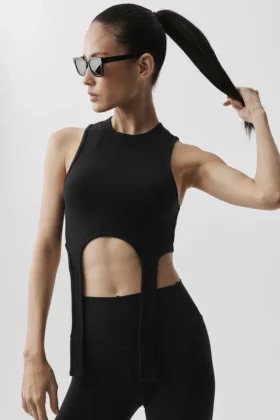 Camiseta de tirantes de Bienestar Rib Flaunt - Negro