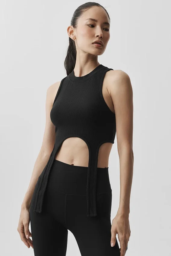 Camiseta de tirantes de Bienestar Rib Flaunt - Negro