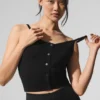 Camiseta de tirantes de cachemira transparente - Negro