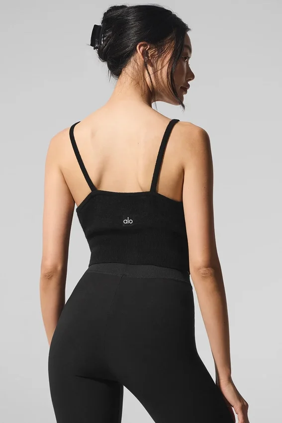 Camiseta de tirantes de cachemira transparente - Negro