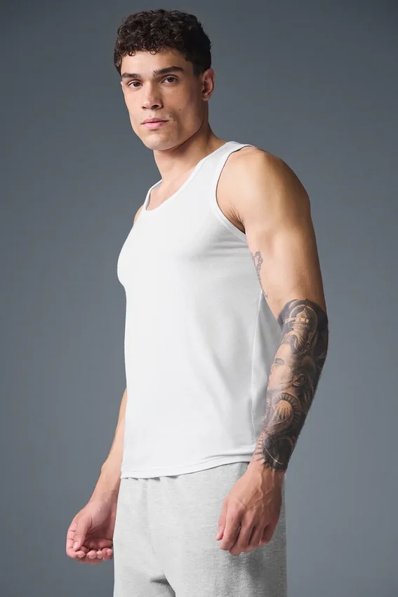 Camiseta de tirantes de modal acanalado para el día a día - Blanca