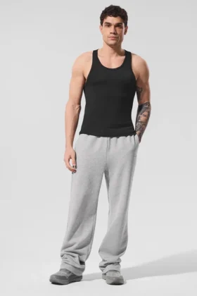 Camiseta de tirantes de punto elástico de modal para el día a día – Negro