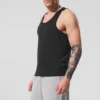Camiseta de tirantes de punto elástico de modal para el día a día - Negro