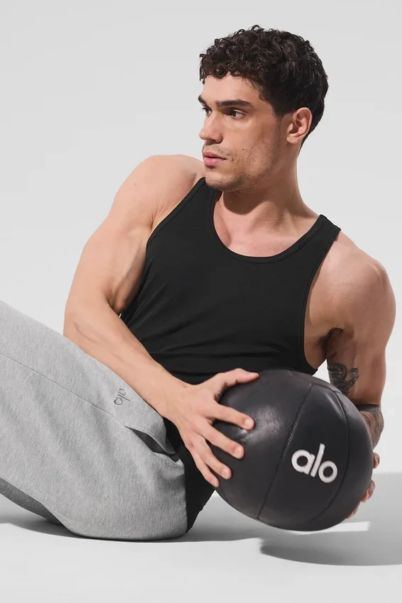 Camiseta de tirantes de punto elástico de modal para el día a día - Negro