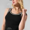 Camiseta de tirantes de punto «Tennis Club» — Negro/Marfil