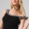 Camiseta de tirantes de punto «Tennis Club» — Negro/Marfil