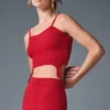Camiseta de tirantes de punto vaquero con liguero - Rojo intenso/Rojo intenso oscuro