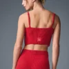 Camiseta de tirantes de punto vaquero con liguero - Rojo intenso/Rojo intenso oscuro