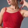 Camiseta de tirantes de punto vaquero con liguero - Rojo intenso/Rojo intenso oscuro
