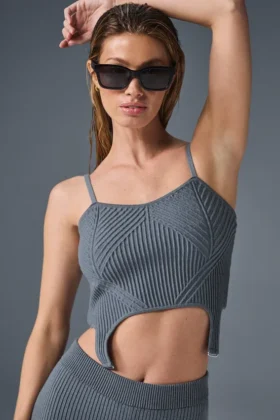 Camiseta de tirantes de punto vaquero - Gris acero/antracita