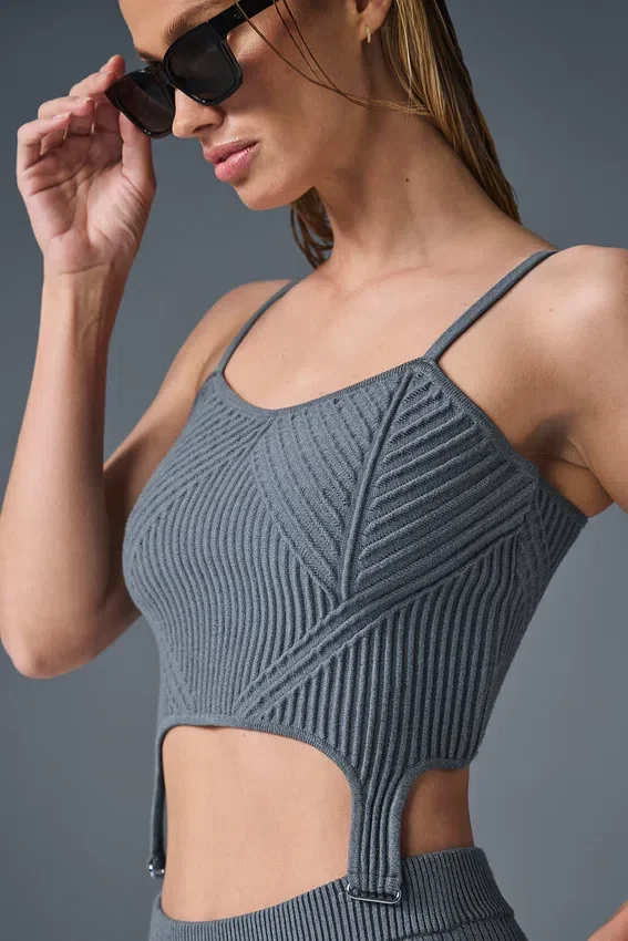 Camiseta de tirantes de punto vaquero - Gris acero/antracita