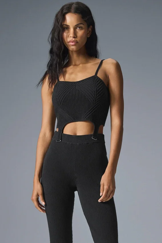 Camiseta de tirantes de punto vaquero - Negro/Antracita