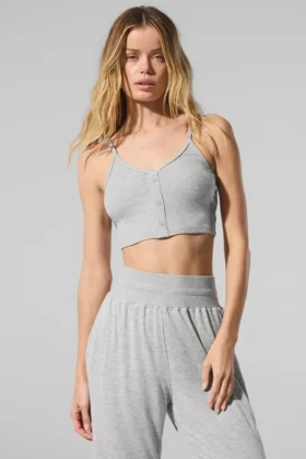 Camiseta de tirantes «Delicate Lounge» de punto acanalado - Gris jaspeado deportivo