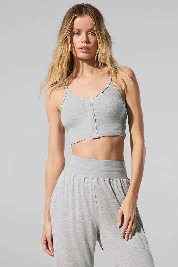 Camiseta de tirantes «Delicate Lounge» de punto acanalado - Gris jaspeado deportivo