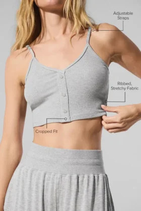 Camiseta de tirantes «Delicate Lounge» de punto acanalado – Gris jaspeado deportivo