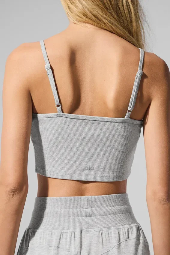 Camiseta de tirantes «Delicate Lounge» de punto acanalado - Gris jaspeado deportivo