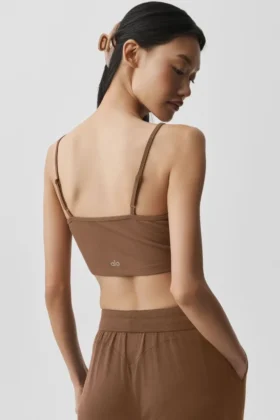 Camiseta de tirantes «Delicate Lounge» de punto acanalado – Marrón «Sun Kissed»