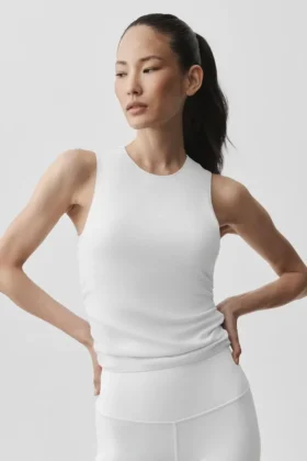 Camiseta de tirantes «En Pointe» de canalé - Blanco