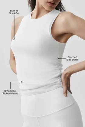 Camiseta de tirantes «En Pointe» de canalé – Blanco