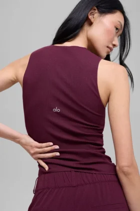 Camiseta de tirantes «En Pointe» de canalé – Burdeos