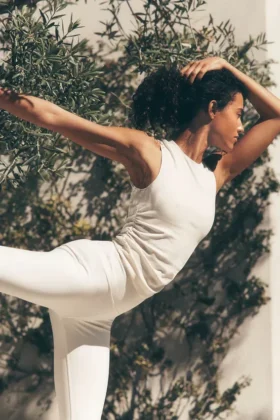Camiseta de tirantes «En Pointe» de canalé - Marfil