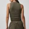 Camiseta de tirantes «En Pointe» de canalé - Verde olivo