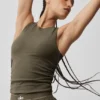 Camiseta de tirantes «En Pointe» de canalé - Verde olivo