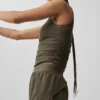 Camiseta de tirantes «En Pointe» de canalé - Verde olivo