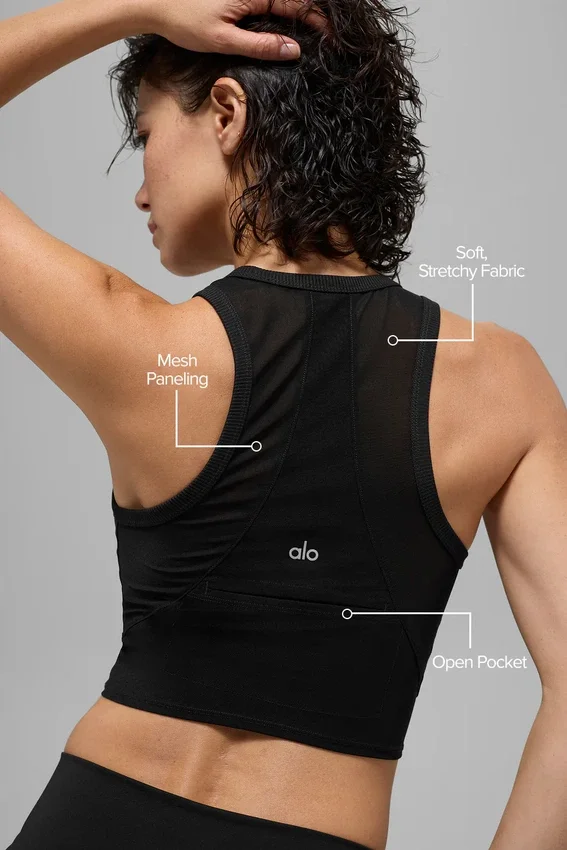 Camiseta de tirantes Front Runner de malla - Negro