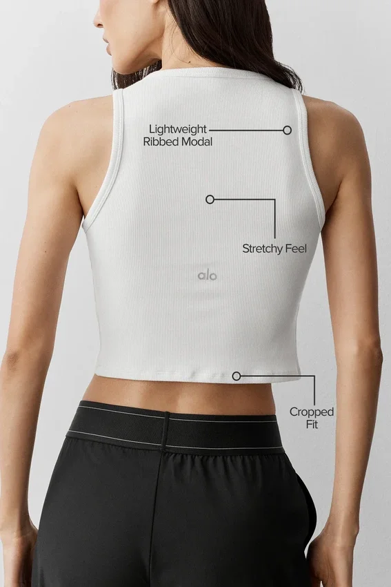 Camiseta de tirantes Henley de modal acanalado - Blanco