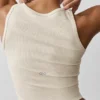 Camiseta de tirantes Henley de modal acanalado - Gris avena jaspeado