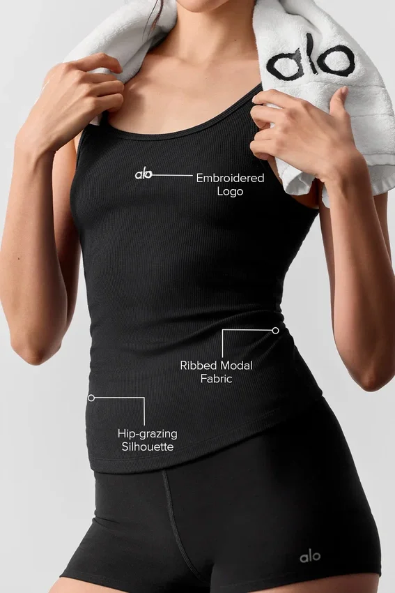 Camiseta de tirantes Prosper acanalada - Negro