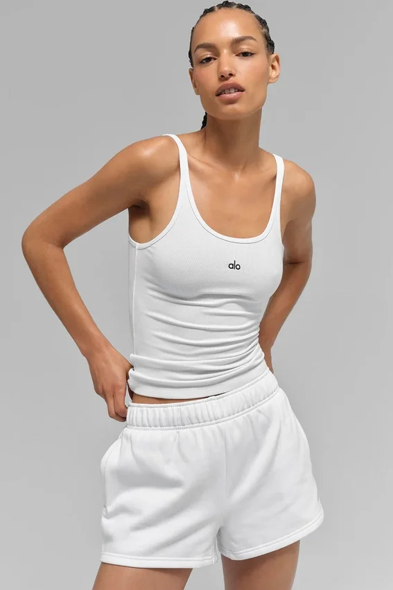 Camiseta de tirantes Prosper de canalé - Blanca