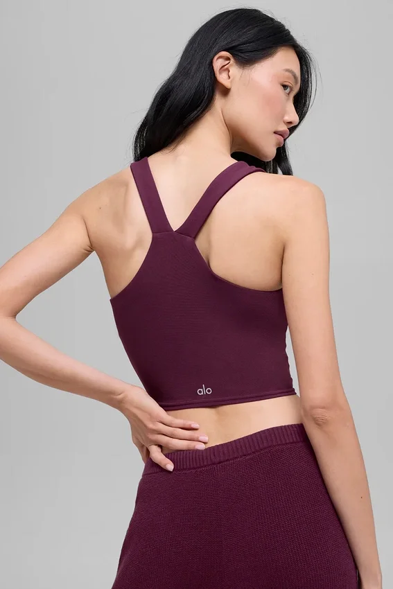Camiseta de tirantes Real Bra con sujetador integrado y estampado con Airbrush - Burgundy