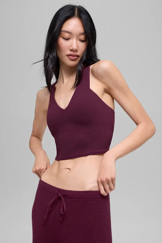 Camiseta de tirantes Real Bra con sujetador integrado y estampado con Airbrush - Burgundy
