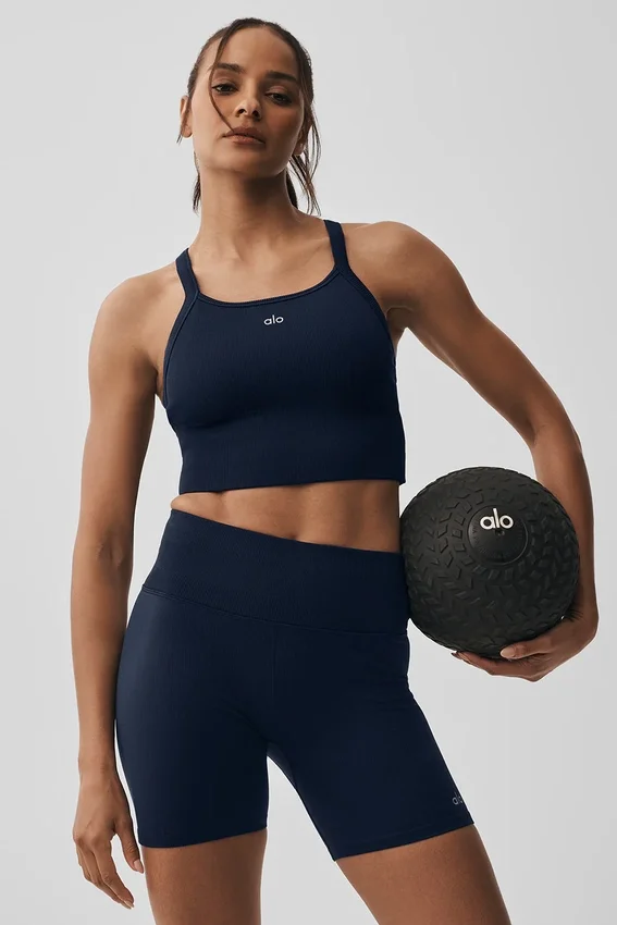 Camiseta de tirantes sin costuras con canalé «Favorite Bra» - Azul marino