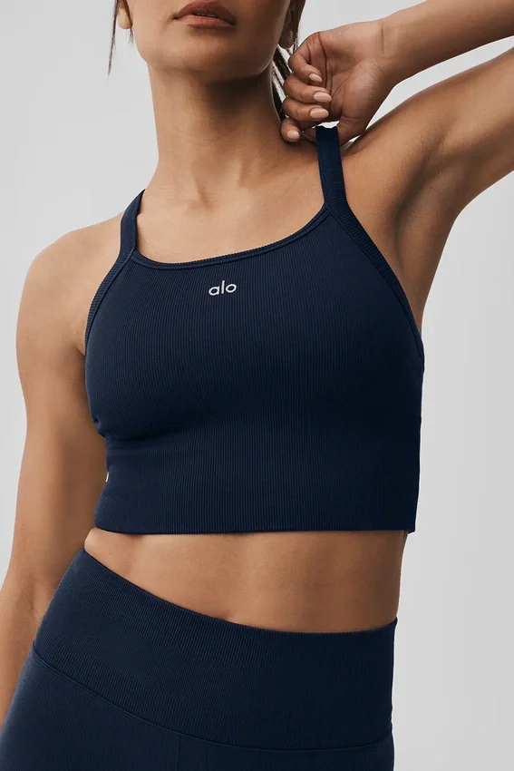 Camiseta de tirantes sin costuras con canalé «Favorite Bra» - Azul marino