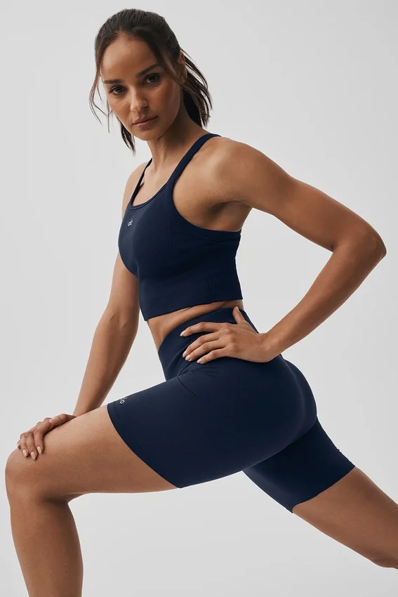 Camiseta de tirantes sin costuras con canalé «Favorite Bra» - Azul marino