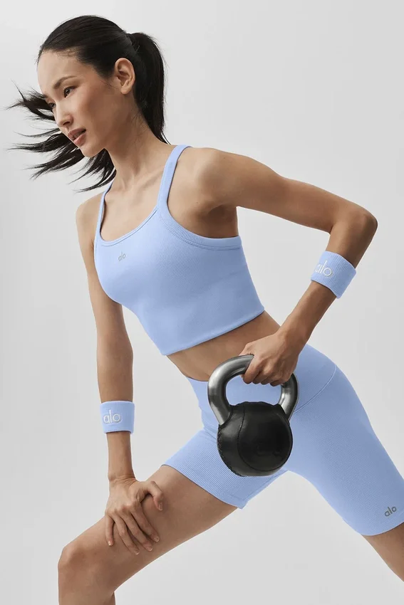 Camiseta de tirantes sin costuras con canalé «Favorite Bra» - Azul Provenza claro