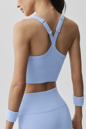 Camiseta de tirantes sin costuras con canalé «Favorite Bra» – Azul Provenza claro