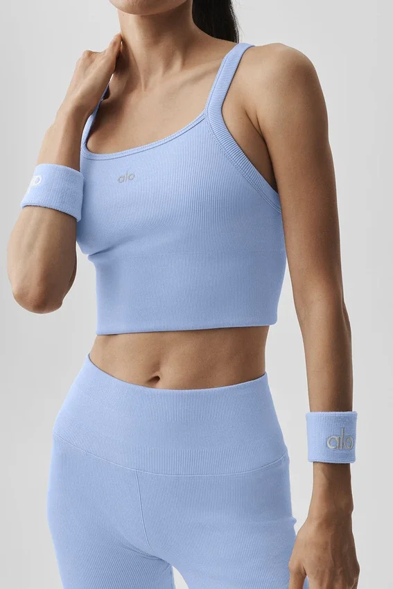 Camiseta de tirantes sin costuras con canalé «Favorite Bra» - Azul Provenza claro